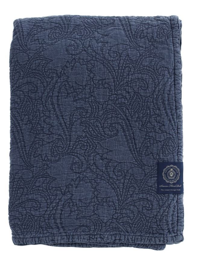 Grand Design – Floral Quilt Navy Blue Överkast
